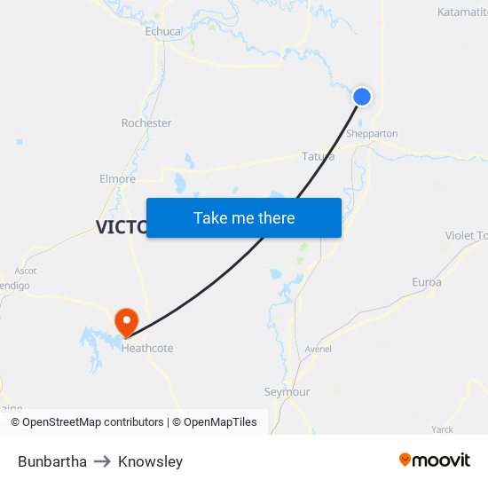 Bunbartha to Knowsley map