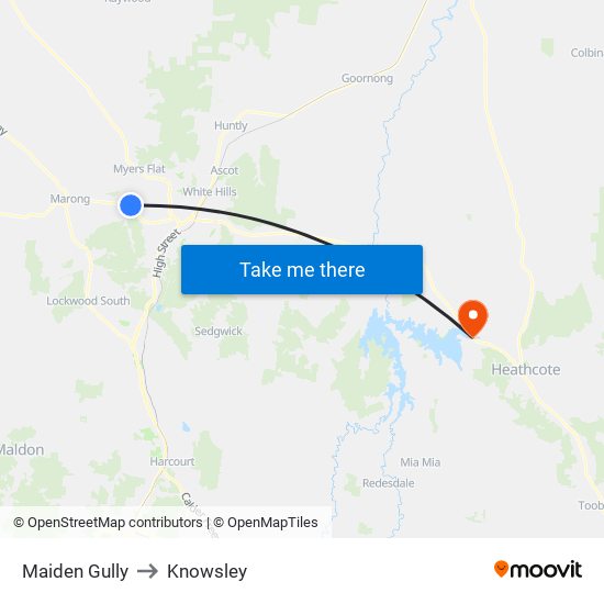 Maiden Gully to Knowsley map