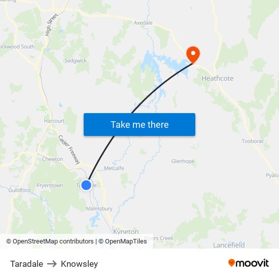 Taradale to Knowsley map