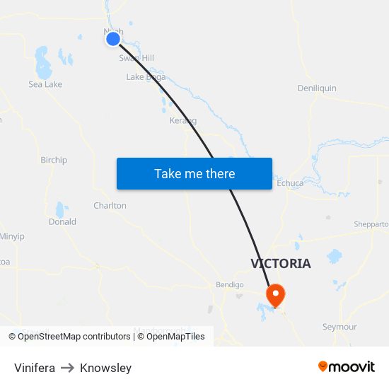 Vinifera to Knowsley map