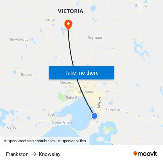 Frankston to Knowsley map