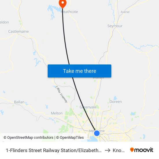 1-Flinders Street Railway Station/Elizabeth St (Melbourne City) to Knowsley map