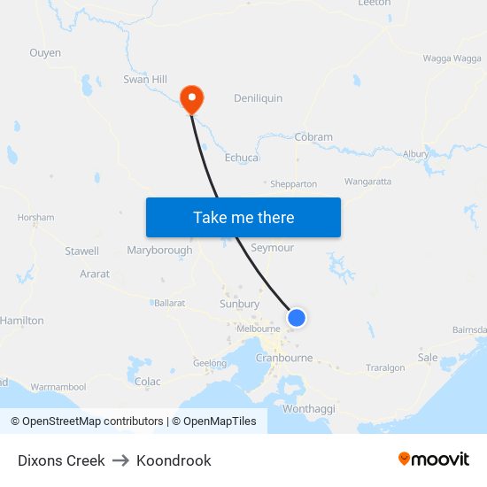 Dixons Creek to Koondrook map