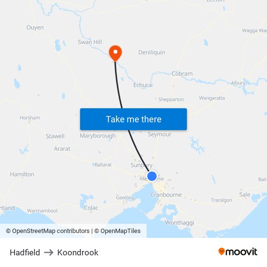 Hadfield to Koondrook map