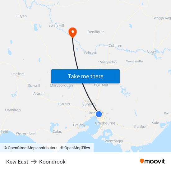 Kew East to Koondrook map