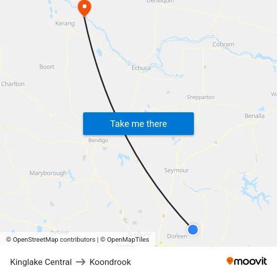 Kinglake Central to Koondrook map