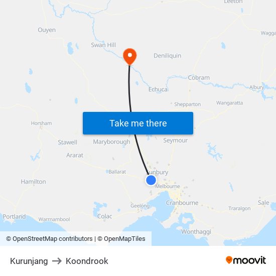 Kurunjang to Koondrook map