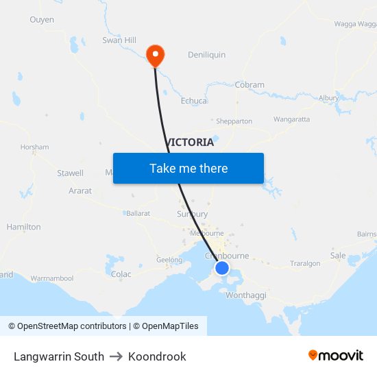 Langwarrin South to Koondrook map