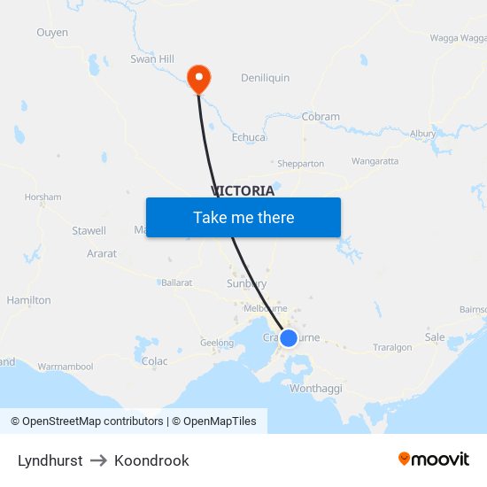 Lyndhurst to Koondrook map