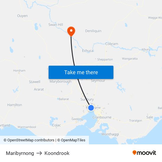 Maribyrnong to Koondrook map