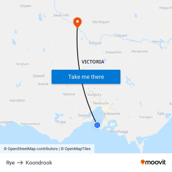 Rye to Koondrook map