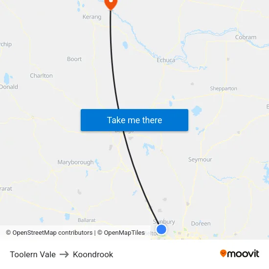 Toolern Vale to Koondrook map