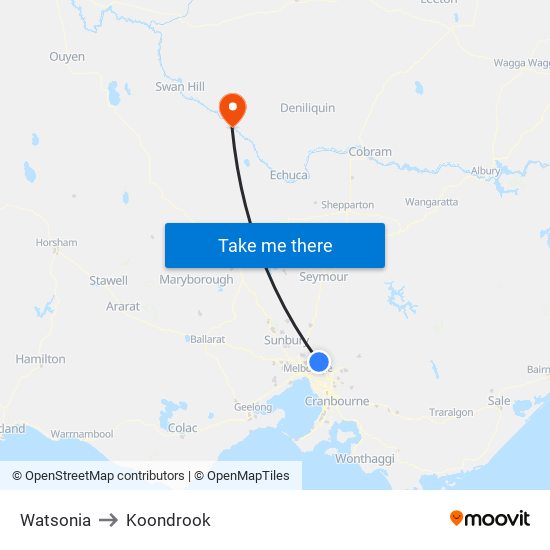 Watsonia to Koondrook map