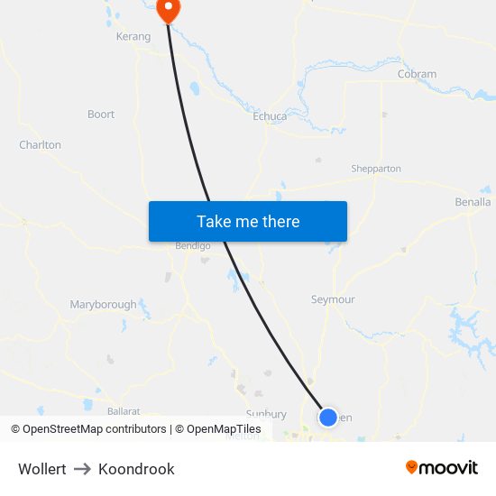 Wollert to Koondrook map