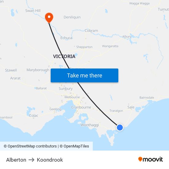 Alberton to Koondrook map