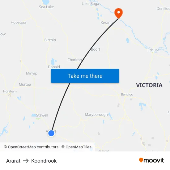 Ararat to Koondrook map