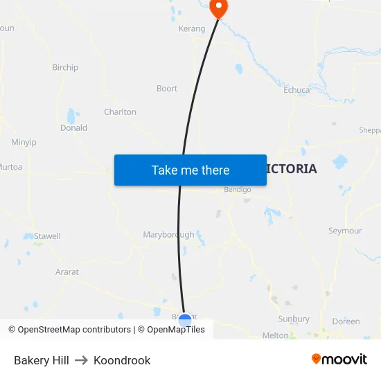Bakery Hill to Koondrook map