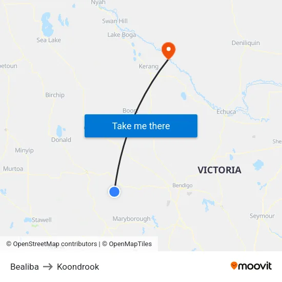 Bealiba to Koondrook map
