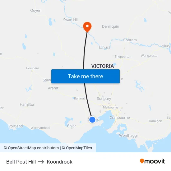 Bell Post Hill to Koondrook map