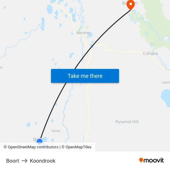 Boort to Koondrook map