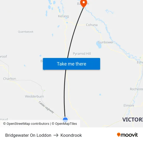 Bridgewater On Loddon to Koondrook map