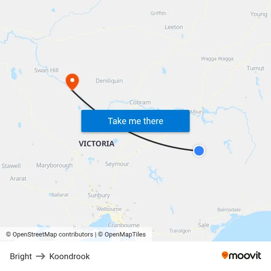 Bright to Koondrook map