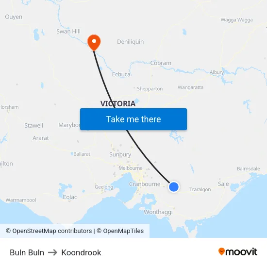 Buln Buln to Koondrook map