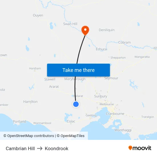 Cambrian Hill to Koondrook map