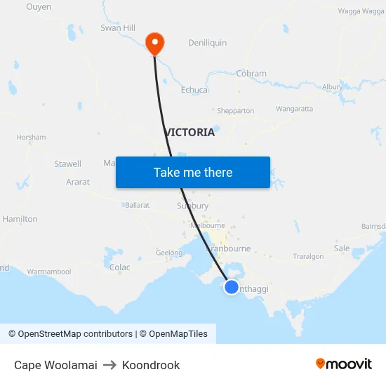 Cape Woolamai to Koondrook map