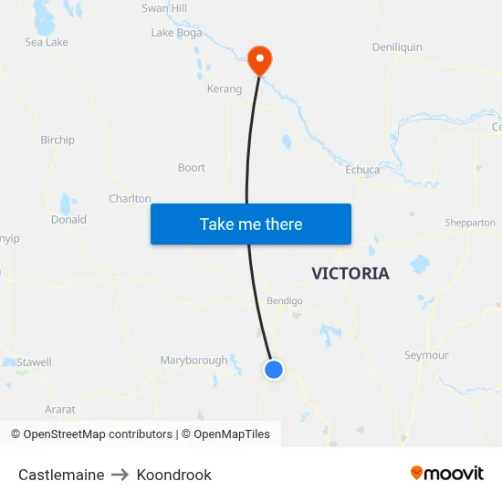 Castlemaine to Koondrook map