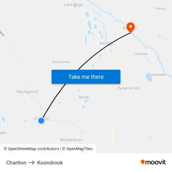 Charlton to Koondrook map