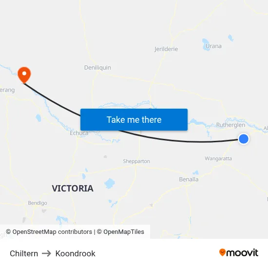 Chiltern to Koondrook map