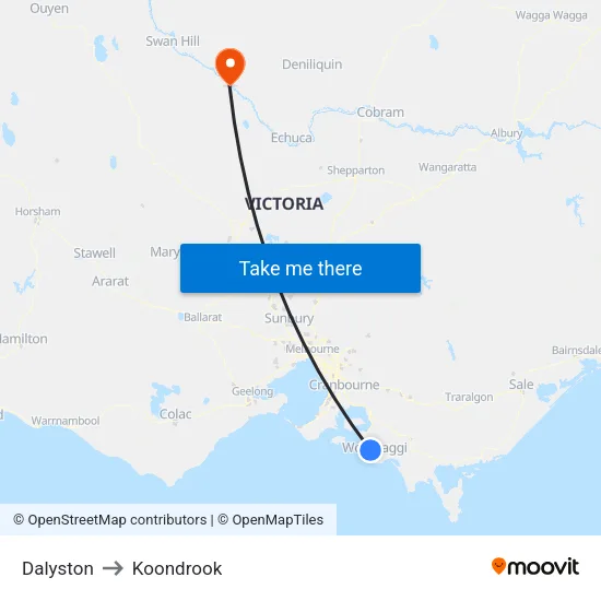 Dalyston to Koondrook map