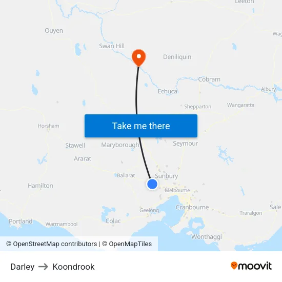 Darley to Koondrook map