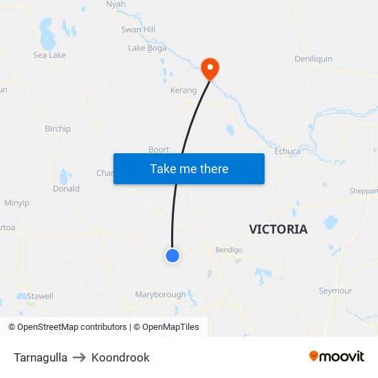 Tarnagulla to Koondrook map