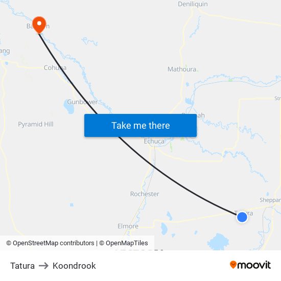 Tatura to Koondrook map