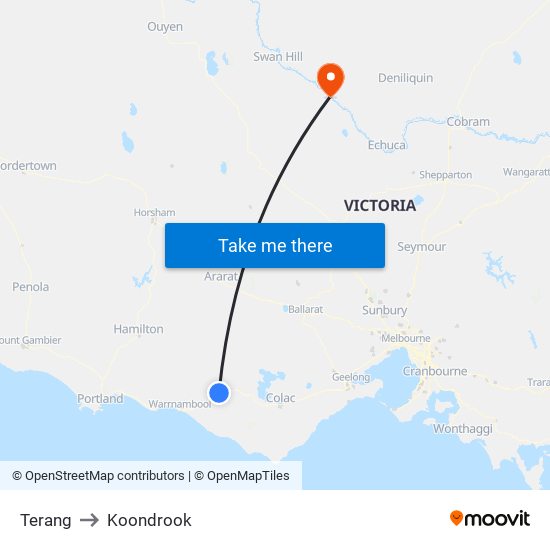 Terang to Koondrook map