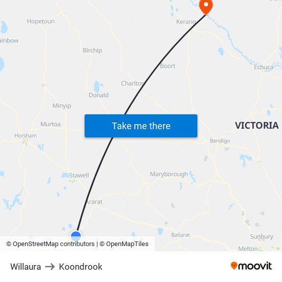 Willaura to Koondrook map