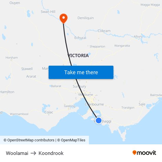 Woolamai to Koondrook map