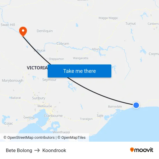 Bete Bolong to Koondrook map