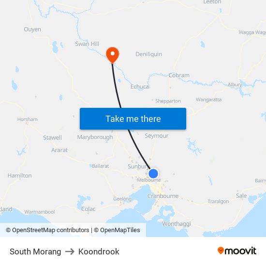 South Morang to Koondrook map