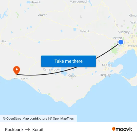 Rockbank to Koroit map