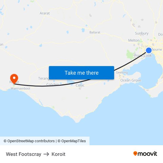 West Footscray to Koroit map