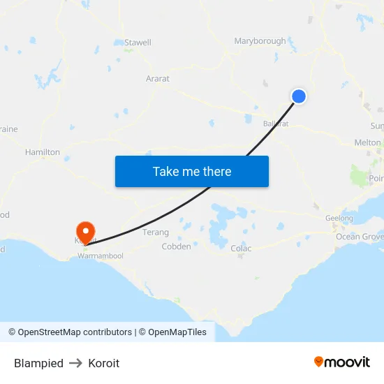 Blampied to Koroit map
