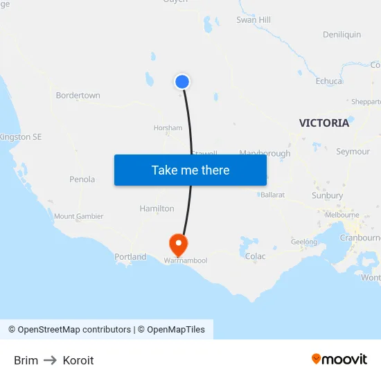 Brim to Koroit map