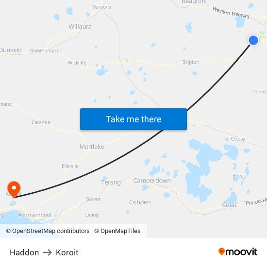 Haddon to Koroit map