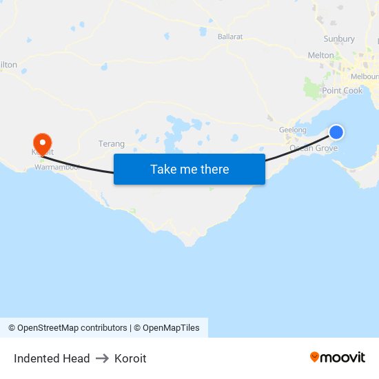 Indented Head to Koroit map