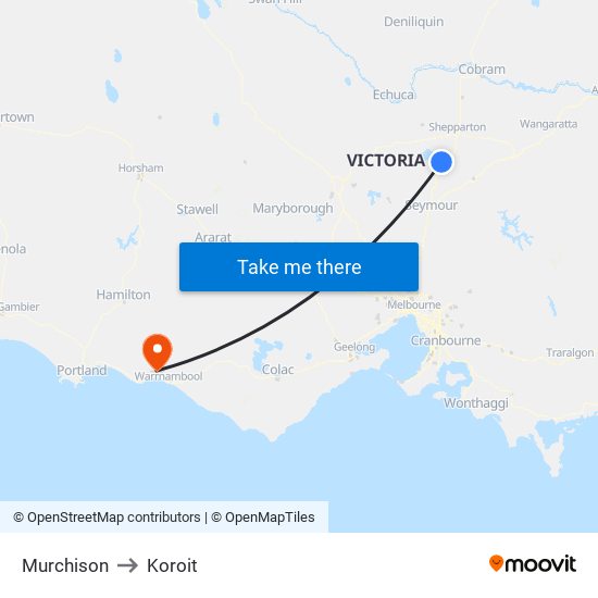 Murchison to Koroit map