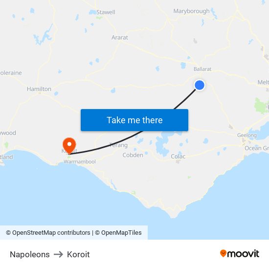 Napoleons to Koroit map