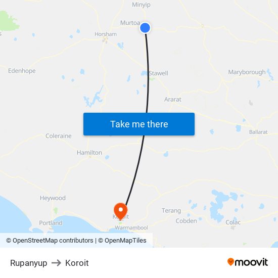 Rupanyup to Koroit map